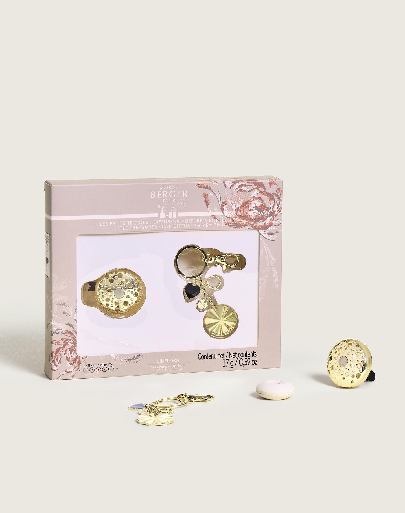 Little Treasures Ophelia Gift Pack Gold car diffuser & key rings