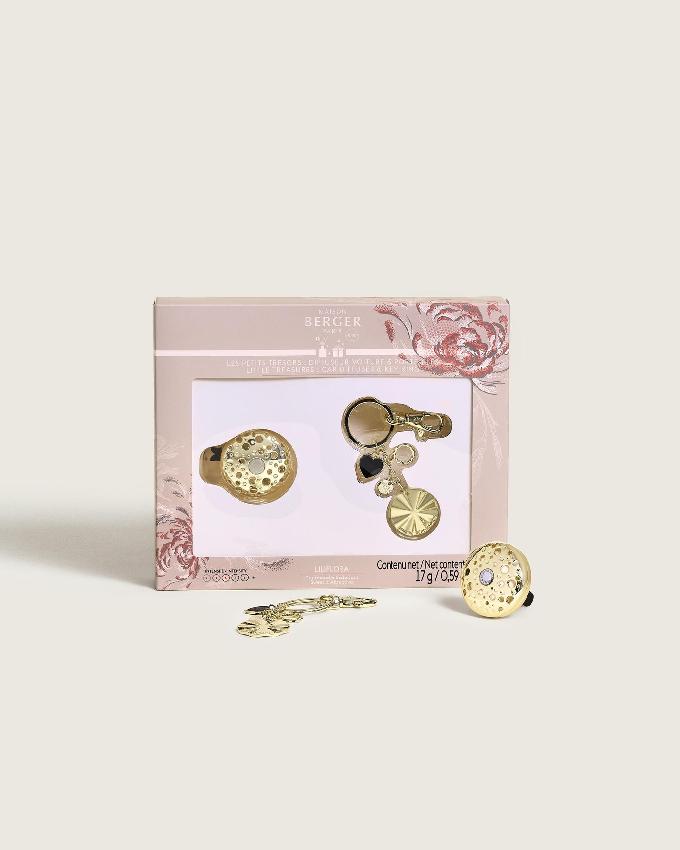 Little Treasures Ophelia Gift Pack Gold car diffuser & key rings
