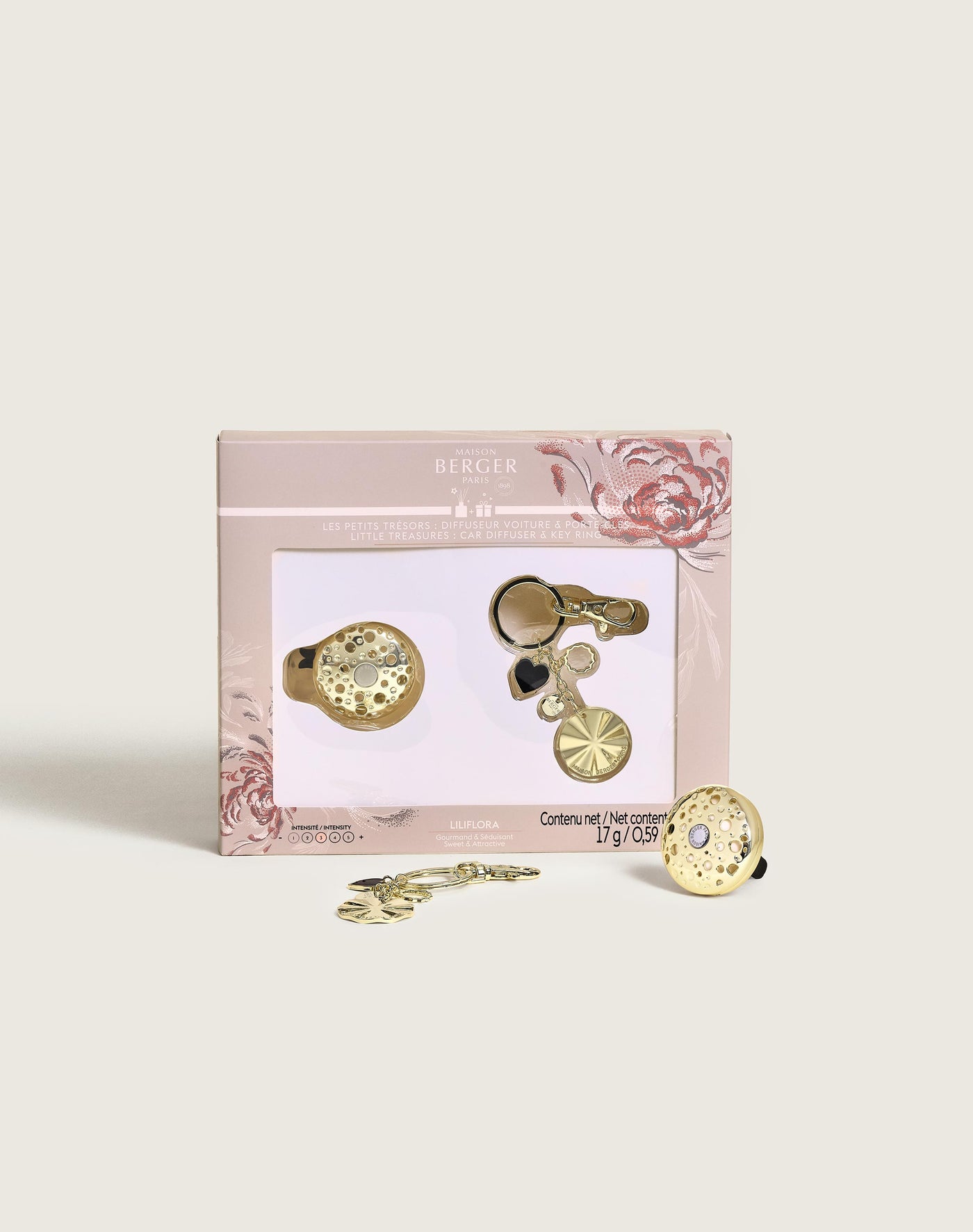 Little Treasures Ophelia Gift Pack Gold car diffuser & key rings